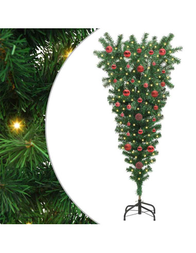 Albero di Natale artificiale pre-illuminato capovolto con set di palline