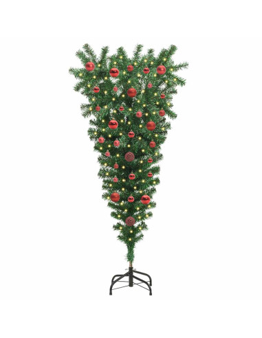 Albero di Natale artificiale pre-illuminato capovolto con set di palline