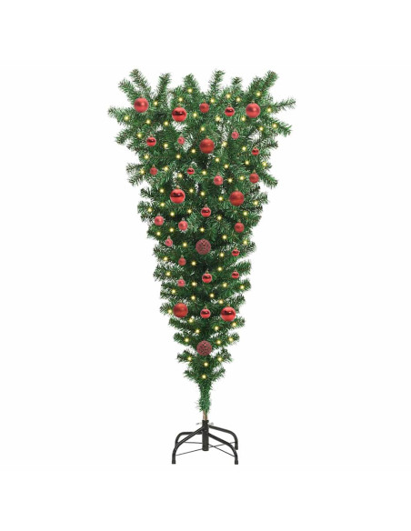 Albero di Natale artificiale pre-illuminato capovolto con set di palline