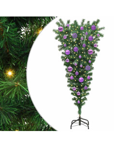 Albero di Natale artificiale preilluminato rovesciato con set di palline 2
