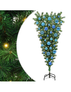 Albero di Natale artificiale preilluminato capovolto con set di palline 2