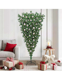 Albero di Natale artificiale pre-illuminato rovesciato con set di palline 2