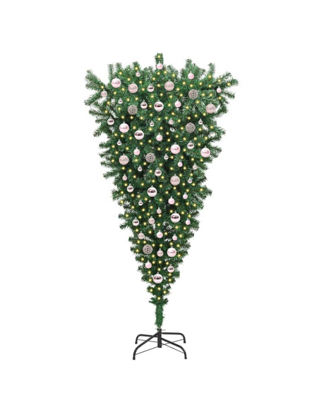 Albero di Natale artificiale pre-illuminato rovesciato con set di palline