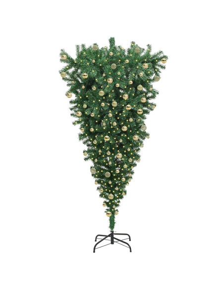 Albero di Natale artificiale pre-illuminato capovolto con set di palline