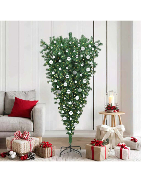 Albero di Natale artificiale pre-illuminato capovolto con set di palle