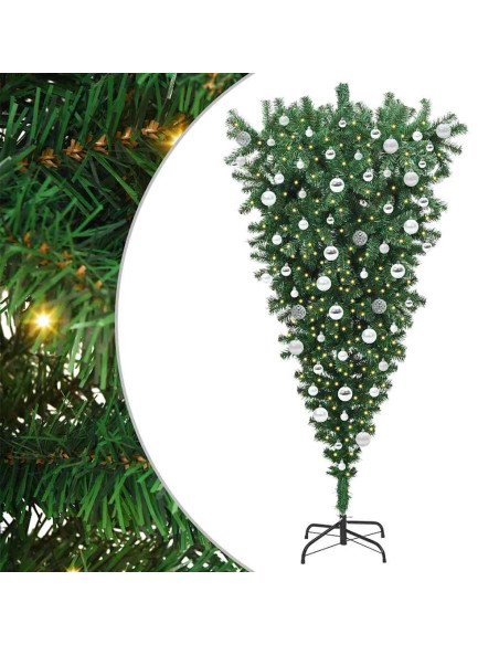 Albero di Natale artificiale pre-illuminato capovolto con set di palle