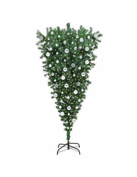 Albero di Natale artificiale pre-illuminato capovolto con set di palle