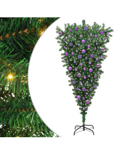 Albero di Natale artificiale preilluminato capovolto con set di palline 2