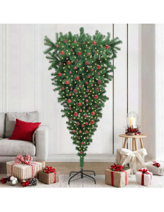 Albero di Natale artificiale preilluminato capovolto con set di palline 2