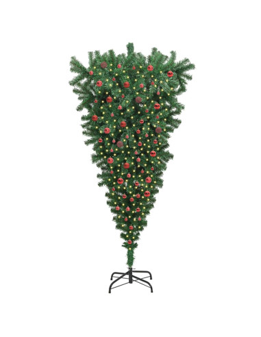 Albero di Natale artificiale preilluminato capovolto con set di palline