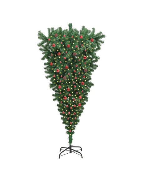 Albero di Natale artificiale preilluminato capovolto con set di palline