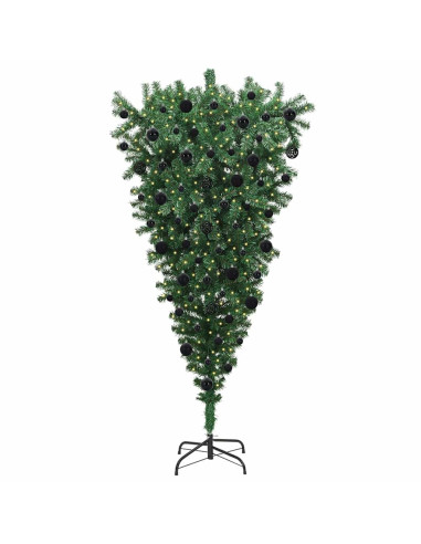 Albero di Natale artificiale preilluminato capovolto con set di palline