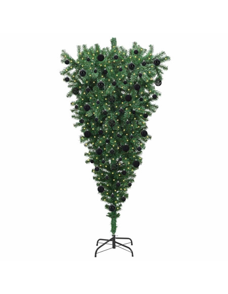 Albero di Natale artificiale preilluminato capovolto con set di palline