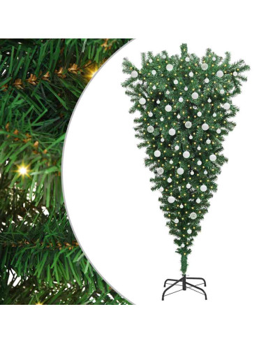 Albero di Natale artificiale pre-illuminato rovesciato con set di palline