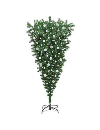 Albero di Natale artificiale pre-illuminato rovesciato con set di palline
