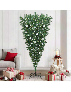 Albero di Natale artificiale pre-illuminato capovolto con set di palline 2