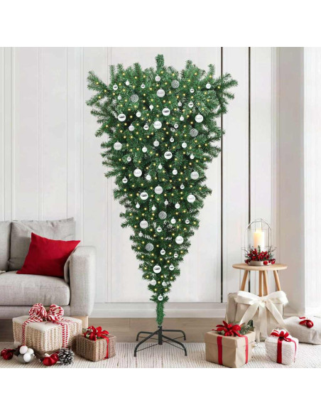 Albero di Natale artificiale pre-illuminato capovolto con set di palline