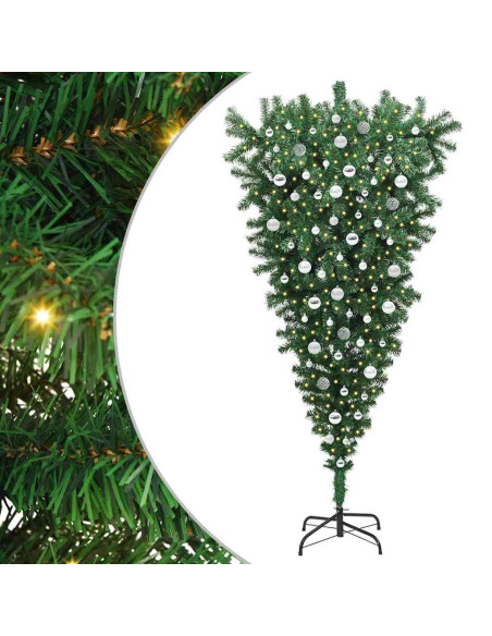 Albero di Natale artificiale pre-illuminato capovolto con set di palline