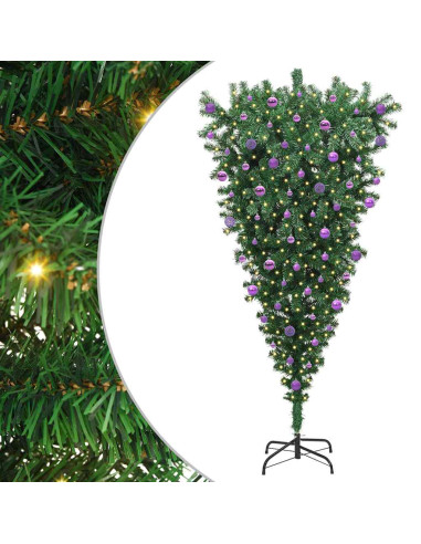 Albero di Natale artificiale pre-illuminato capovolto con set di palline