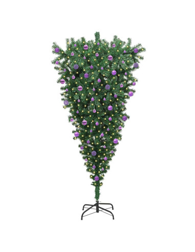 Albero di Natale artificiale pre-illuminato capovolto con set di palline