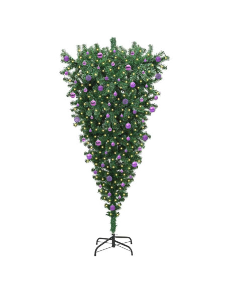 Albero di Natale artificiale pre-illuminato capovolto con set di palline