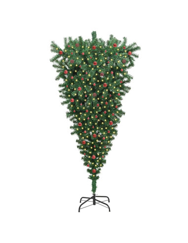 Albero di Natale artificiale pre-illuminato capovolto con set di palline