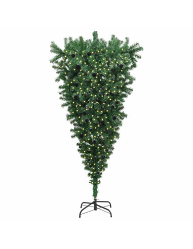 Albero di Natale artificiale preilluminato capovolto con set di palline