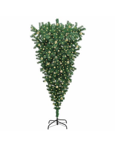 Albero di Natale artificiale pre-illuminato capovolto con set di palline