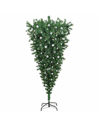 Albero di Natale artificiale preilluminato capovolto con set di palline