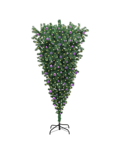 Albero di Natale artificiale preilluminato capovolto con set di palline