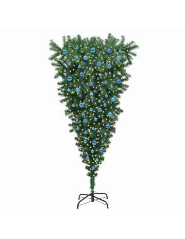 Albero di Natale artificiale preilluminato rovesciato con set di palline