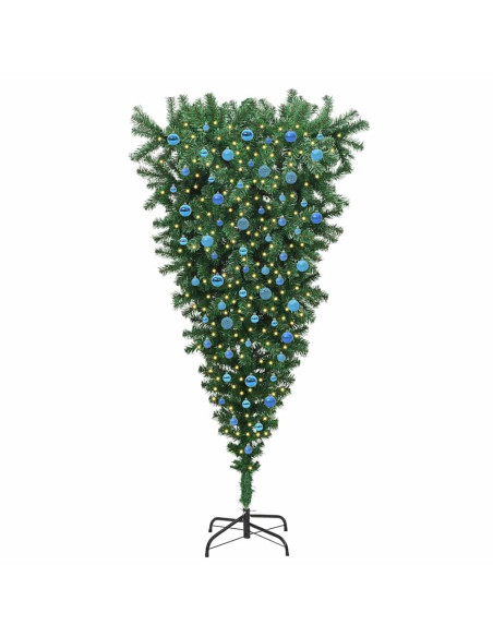Albero di Natale artificiale preilluminato rovesciato con set di palline