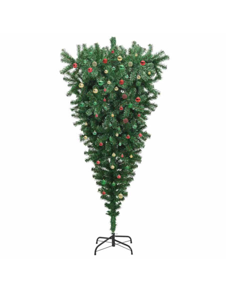 Albero di Natale artificiale preilluminato rovesciato con set di palle
