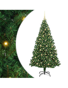Albero di Natale artificiale con 300 LED Verde 210 cm 2
