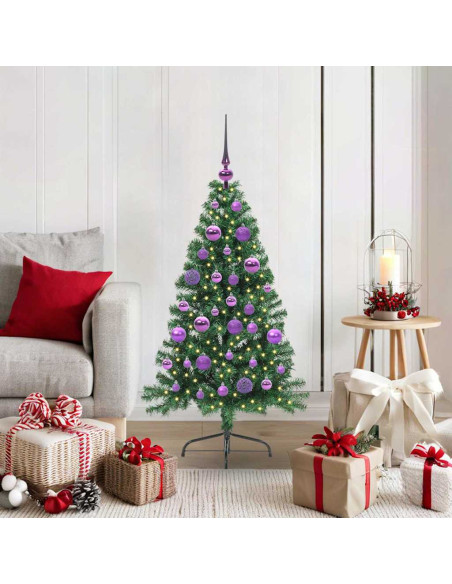 Albero di Natale artificiale preilluminato Verde 120 cm PVC