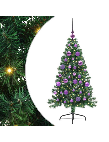 Albero di Natale artificiale preilluminato Verde 120 cm PVC