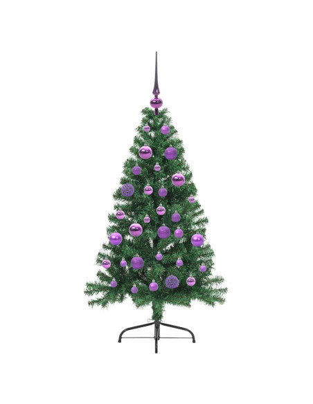 Albero di Natale artificiale preilluminato Verde 120 cm PVC