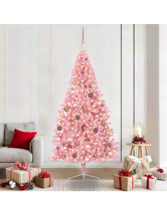 Albero di Natale artificiale preilluminato Rosa 210 cm PVC 2