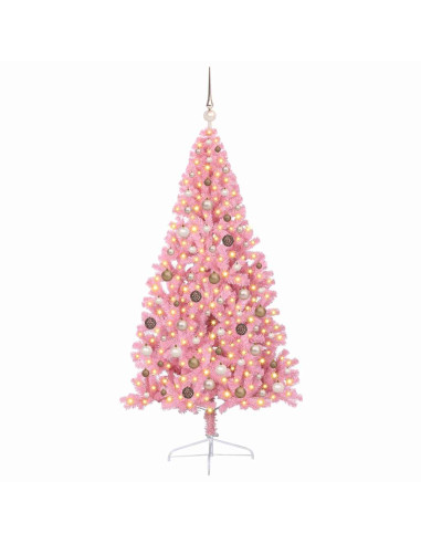 Albero di Natale artificiale preilluminato Rosa 210 cm PVC