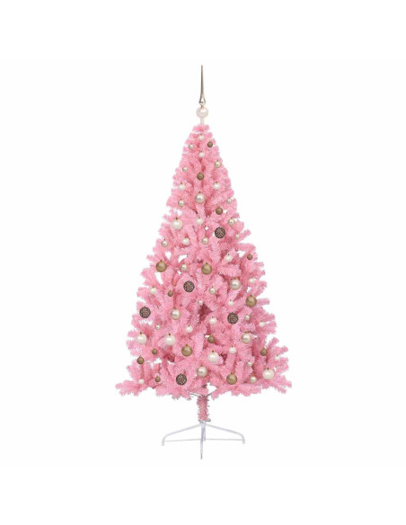Albero di Natale artificiale con luci integrate Rosa 210 cm PVC