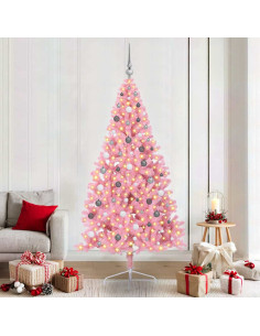 Albero di Natale artificiale con luci integrate Rosa 210 cm PVC 2