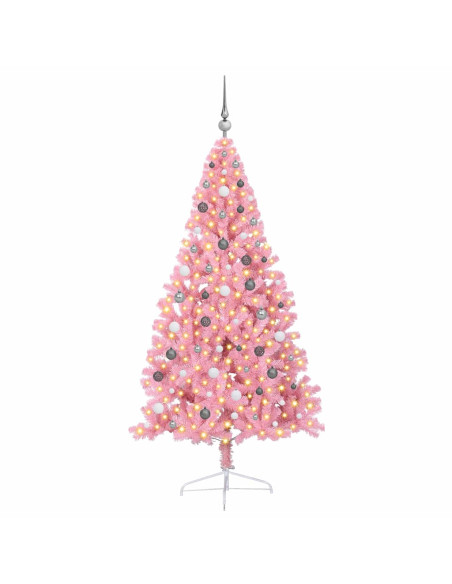 Albero di Natale artificiale con luci integrate Rosa 210 cm PVC