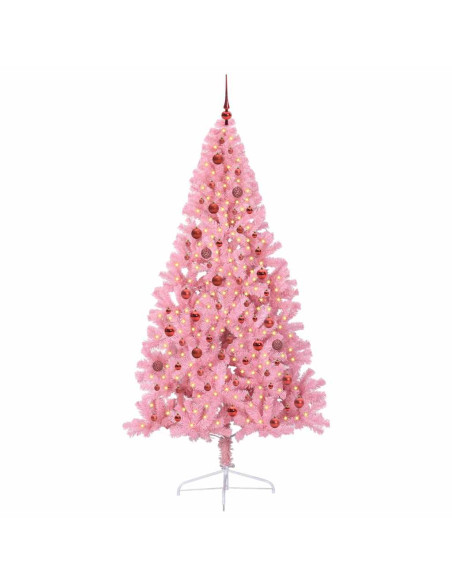 Albero di Natale artificiale preilluminato Rosa 210 cm PVC