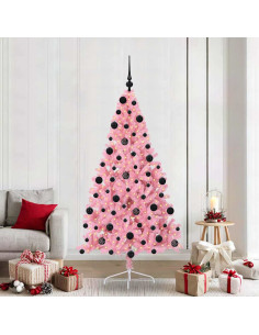 Albero di Natale artificiale con luci integrate Rosa 210 cm PVC 2