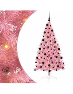 Albero di Natale artificiale con luci integrate Rosa 210 cm PVC 2