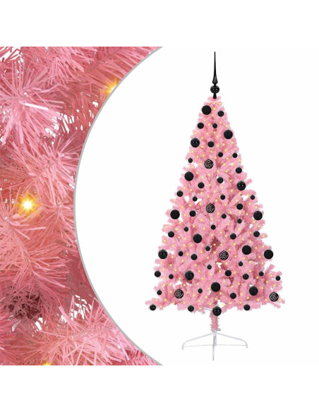 Albero di Natale artificiale con luci integrate Rosa 210 cm PVC