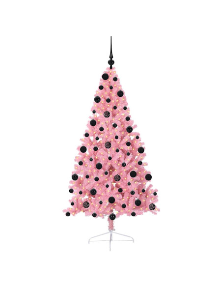 Albero di Natale artificiale con luci integrate Rosa 210 cm PVC