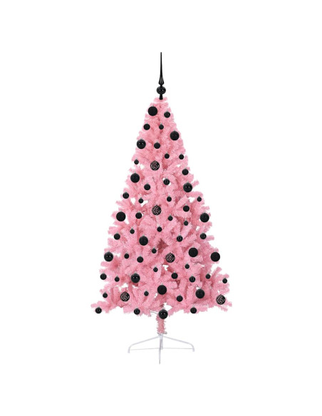 Albero di Natale artificiale con luci integrate Rosa 210 cm PVC