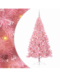 Albero di Natale artificiale con luci integrate Rosa 210 cm PVC 2