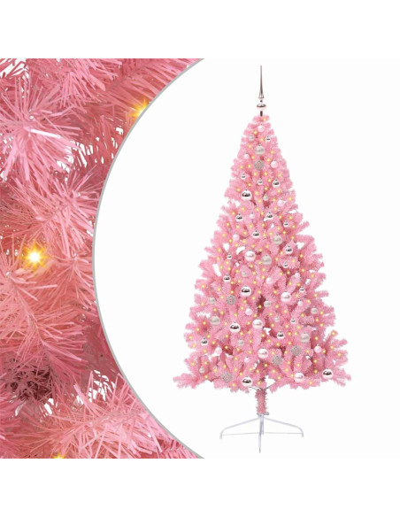 Albero di Natale artificiale con luci integrate Rosa 210 cm PVC